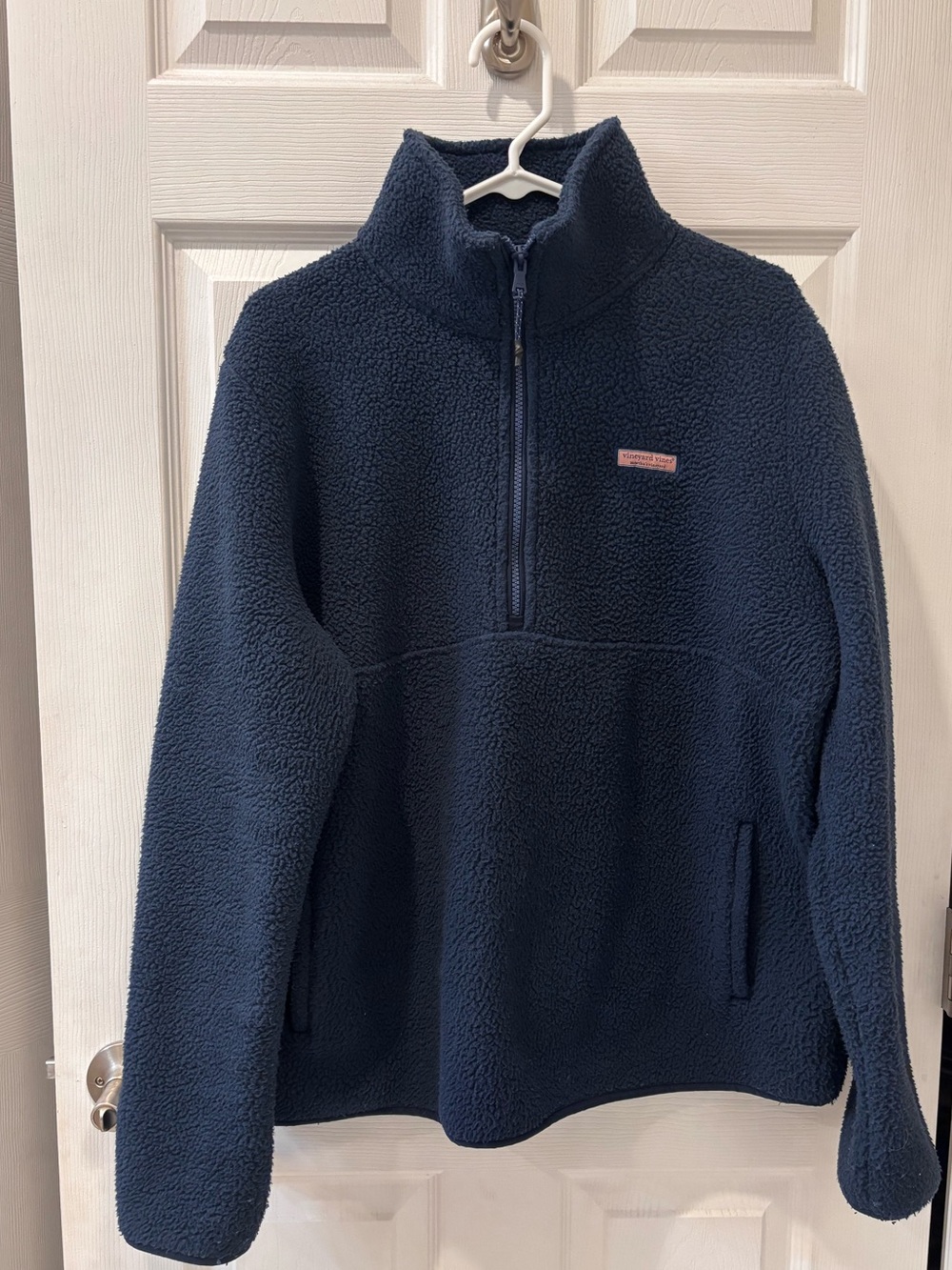Vineyard Vines Navy Sherpa Quarter-Zip Pullover